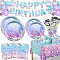Amazon.com: Duo Sheng Mermaid Birthday Decorations, Mermaid Party ...