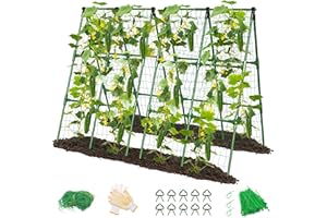 MYMULIKE 2 Pack Cucumber Trellis, Garden Trellis for Climbing Plant Outdoor, A-Frame Detachable Cucumber Trellis for Raised B