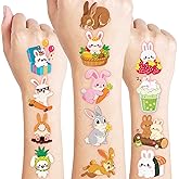 96 PCS Cute Bunny Pre-Cut Temporary Tattoos for Kids | Super Cute Themed Birthday Party Favors, Supplies, Decorations, Decor, Rabbit Fake Tattoo Stickers, School Rewards Prizes & Gifts for Boys Girls