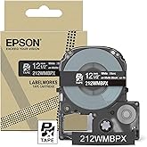 Epson LABELWORKS 212WMBPX Genuine PET (Polyester) Tape Cartridge - White on Black Matte Designer Craft Label Maker Tape - 1/2" (12MM) Wide, 26'