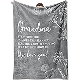 Grandma Gifts, Birthday Valentines Day Gifts for Grandma from Grandkids, to My Grandmother Soft Throw Blanket 50" x 60", Grey