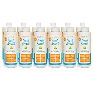 Oxyfresh Fresh Breath Lemon Mint Mouthwash — Award-Winning, Dentist-Recommended Bad Breath Mouthwash - Alcohol Free, Fluoride Free with Aloe and Natural Essential Oils. 12 Pack 16 oz.