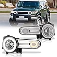 AJP Distributors LED DRL Halo Projector Headlights Headlamps Assembly Driver + Passenger Pair Set Compatible/Replacement For FJ Cruiser 2007 2008 2009 2010 2011 2012 2013 2014 07 08 09 10 11 12 13 14