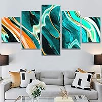 SIGNWIN 5 Panel Canvas Wall Art Abstract Closeup Digital Art Modern Artwork for Home Decorations Ready to Hang - 60