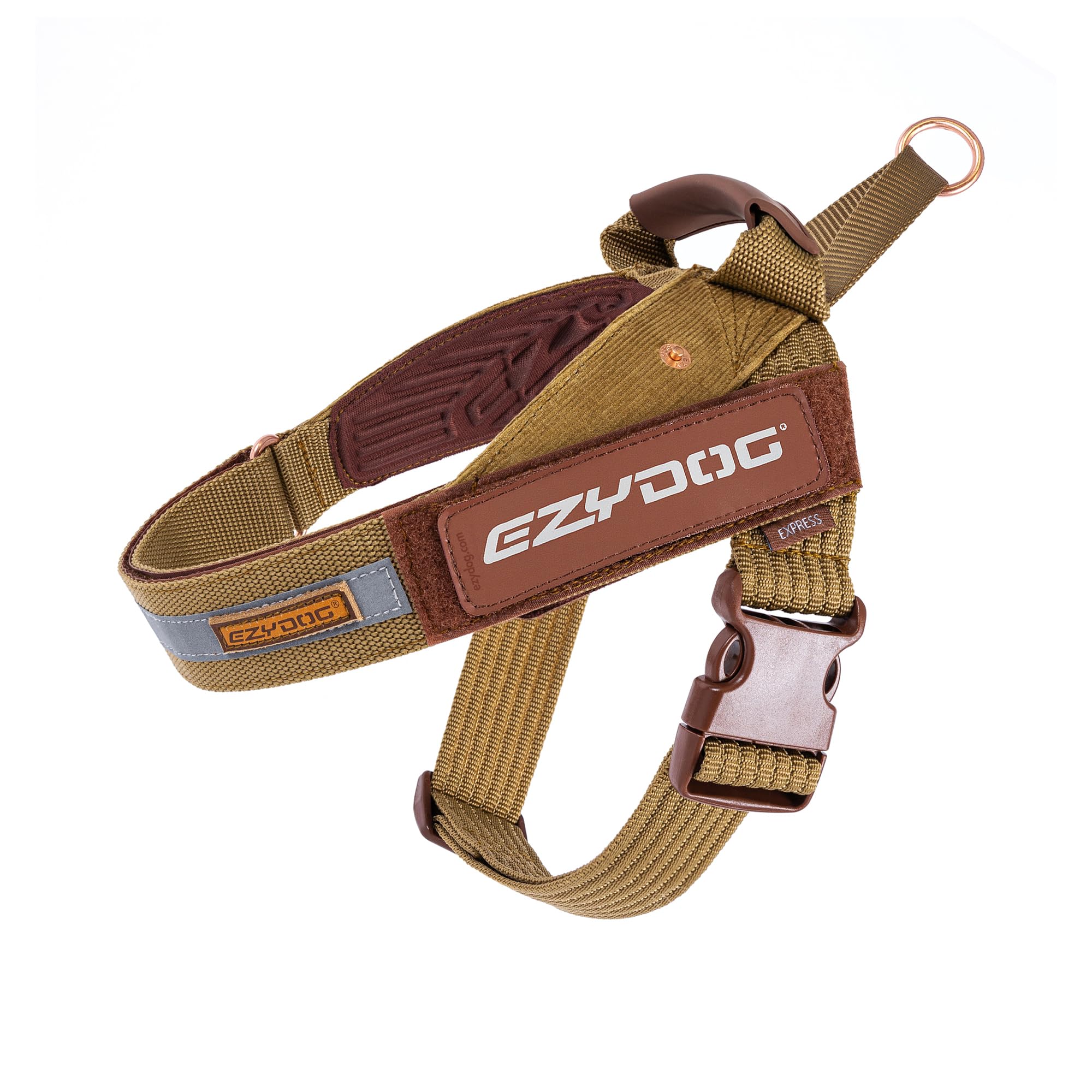 EZYDOG Express Dog Harness | Dog Harness for Small, Medium and Large Dogs, Angled Ergonomic Design, Moulded Grip Handle, Easy Release Side Buckle (XS, Corduroy)
