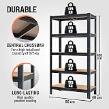 Monzana 5 Tier Heavy Duty Garage Shelving Unit 180x90x40cm Galvanised Steel view 3