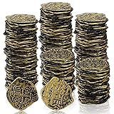 Hanaive 100 Pcs Pirate Coins Plastic Kids Fake Play
