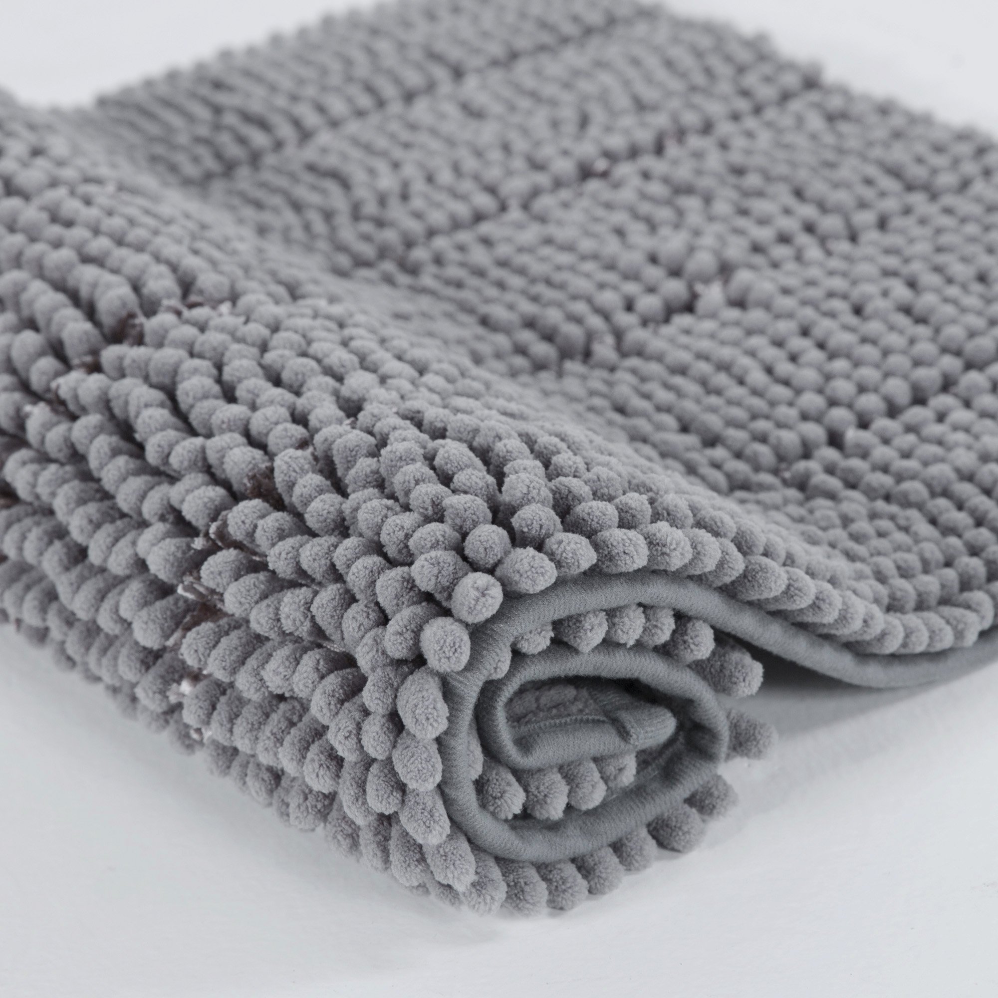 Cloud Mountain Non-Slip Microfiber Bath Rugs Chenille Floor Mat Ultra Soft Washable Bathroom Fast Water Absorbent Bedroom Area Rugs Gray