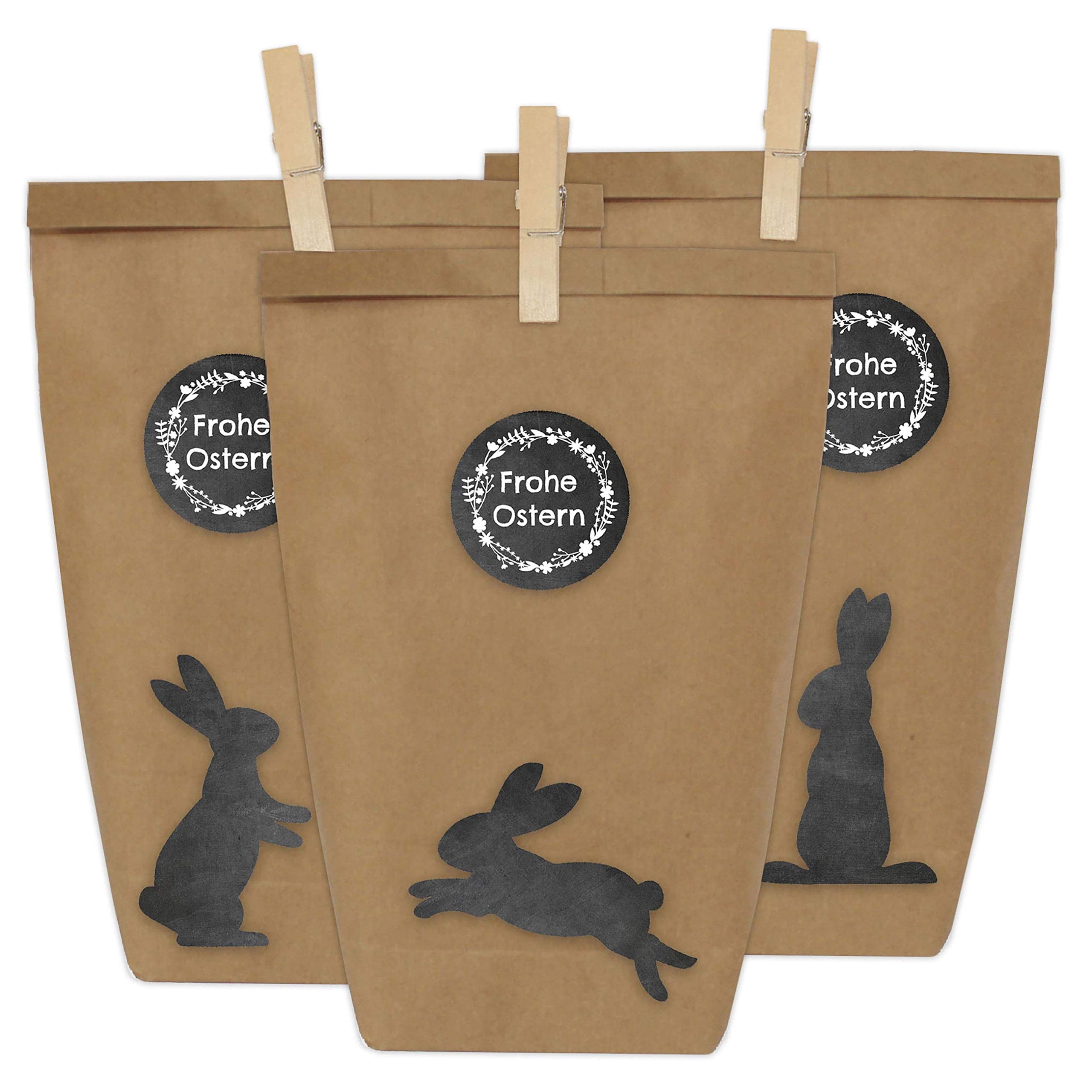 Papierdrachen 12 DIY gift bags for Easter to make and fill yourself - Creative Easter basket with 12 paper bags and Easter bunny stickers - Design 1