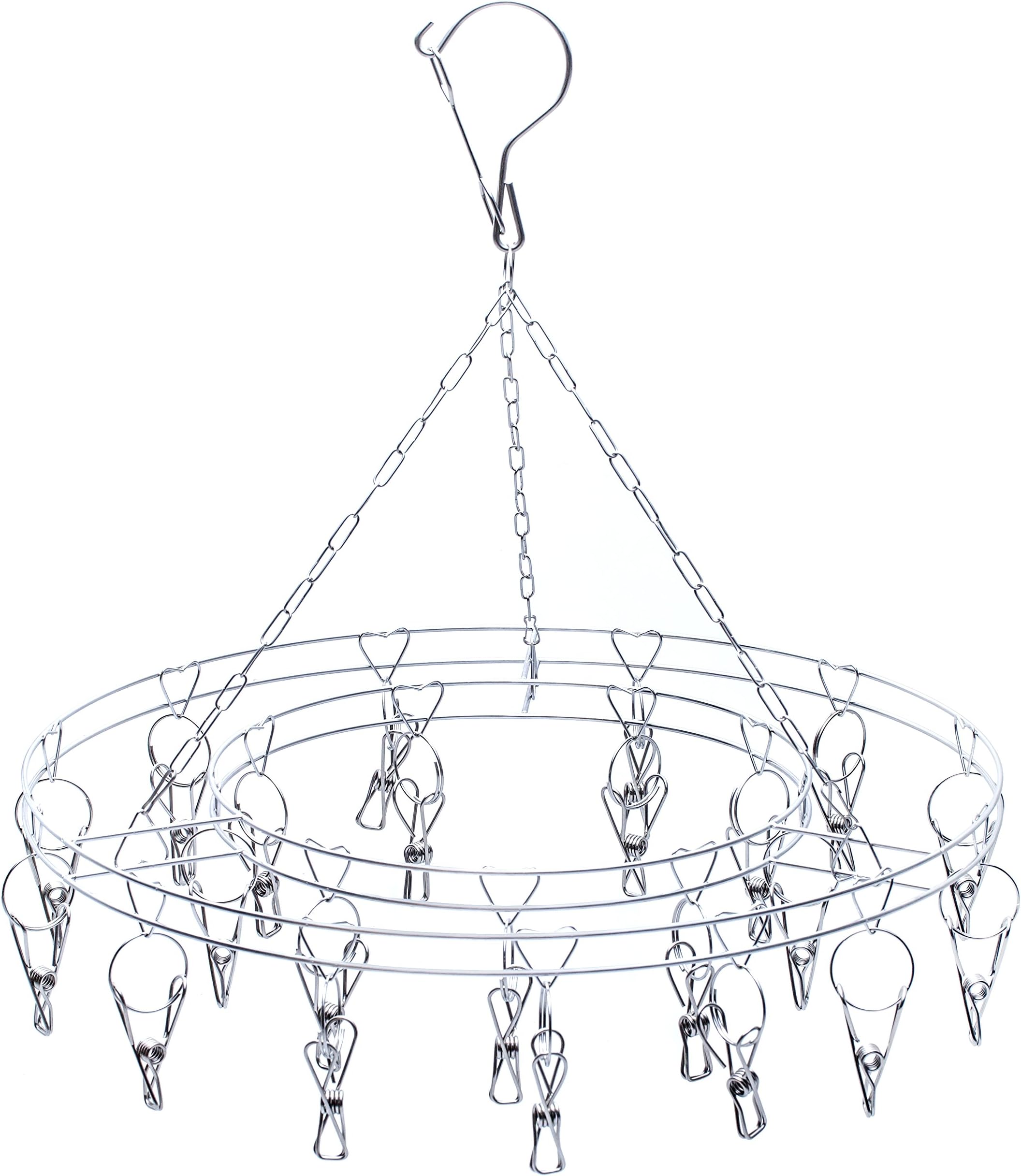 Vecent Premium Laundry Clothesline Hanging Rack for Drying Clothing Set of 22 Stainless Steel Clothespins Round