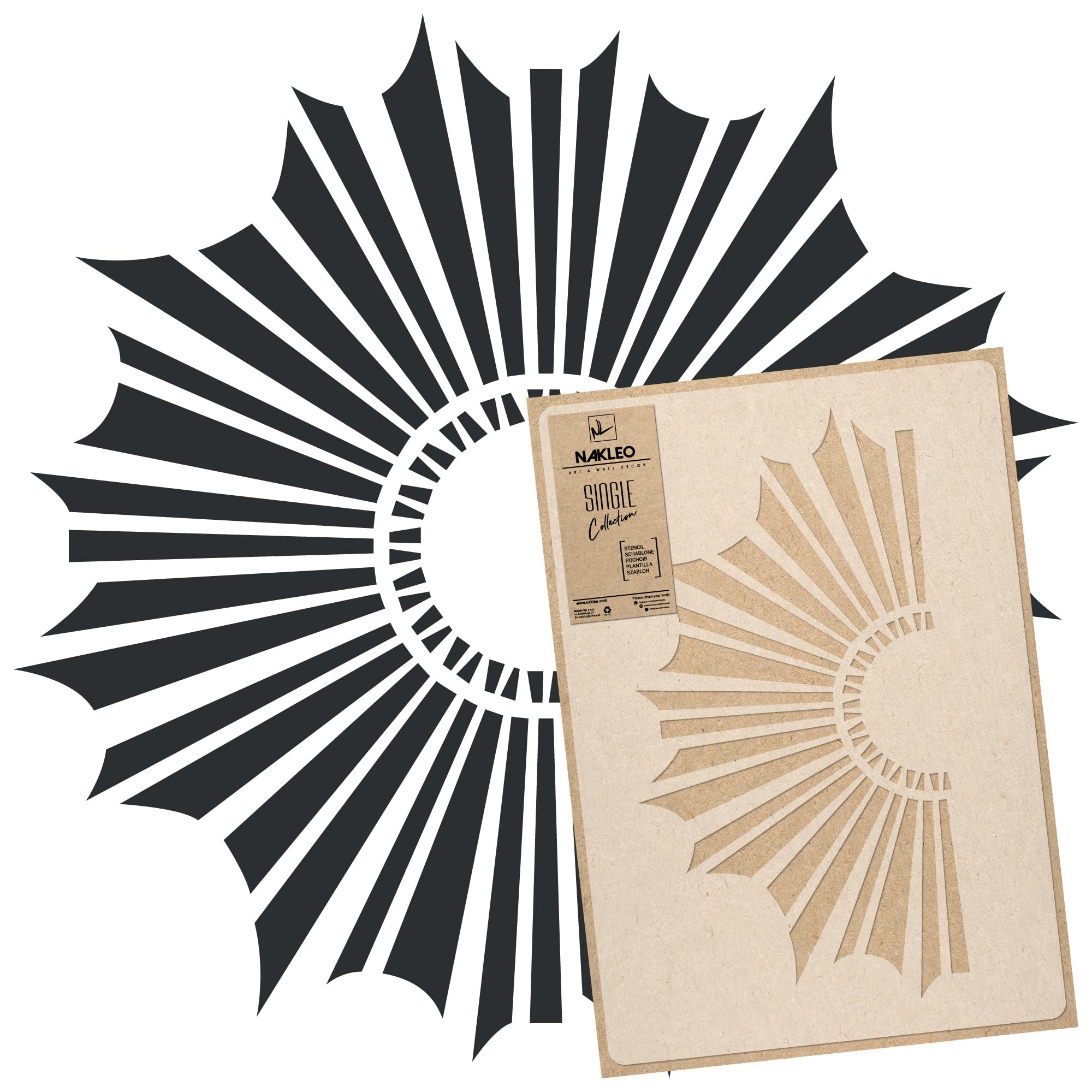 NAKLEO Mandala Large Painting Stencil Diameter 57 cm, Sunny Circle Geometric Ornament, Reusable Plastic Template DIY Art and Craft, Wall Floor Wood Fabric Furniture — image 1