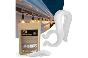 Holiday Joy 200 PCS of Mighty Clip Hooks for Outdoor String Lights - Quick & Easy Installation Christmas Lights Clips for Shingles & Gutters - Patent Design String Light Hooks - Made in USA