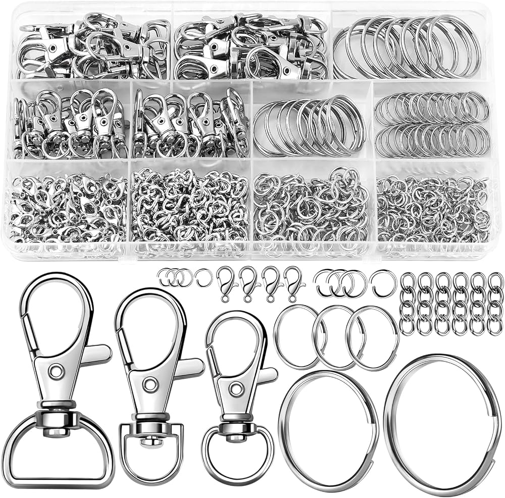 JOLCEEY 275Pcs Keyring Clip with Key Rings Swivel Lobster Clasp Hooks