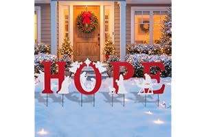 Bshine Outdoor Christmas Decorations Metal Yard Stakes, Hope Christmas Sign Nativity Scene for Xmas Home Outdoor Holiday Lawn Porch Party Decor, 4 Pack