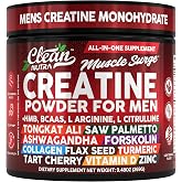 Clean Nutra Creatine Powder for Men + HMB BCAA L Arginine L Citrulline Tongkat Ali Saw Palmetto Ashwagandha Collagen Flax Seed Turmeric Preworkout Stevia Nitric Oxide L Glutamine Amino Acids
