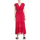 Max Studio Women's Crepe Flutter Sleeve Smocked Maxi Dress