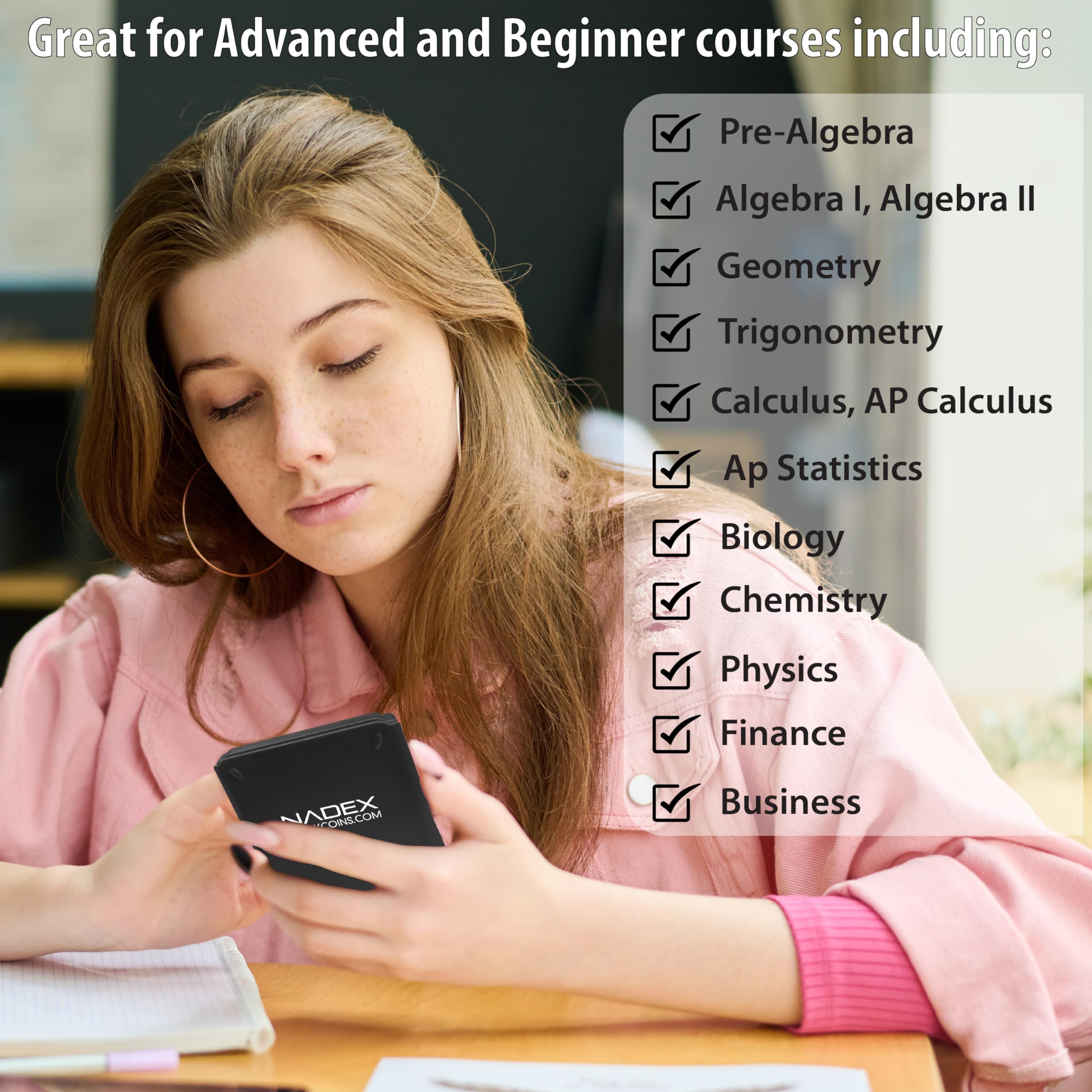 Scientific Calculator with Graph Functions for College and High School Students, Engineering, Advanced Mathematics, Calculus, Algebra, Geometery, Trigonometry, Statistics, Physics, Chemistry - Black