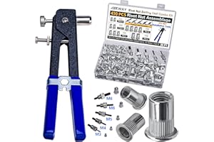ASKWAY Pressure Rivet Nut Tool Kit, 430Pcs Metric Rivet Nut Combination (M8/M6/M5/M4/M3), Suitable for Furniture, Decoration, Automotive, Marine and Industrial Applications
