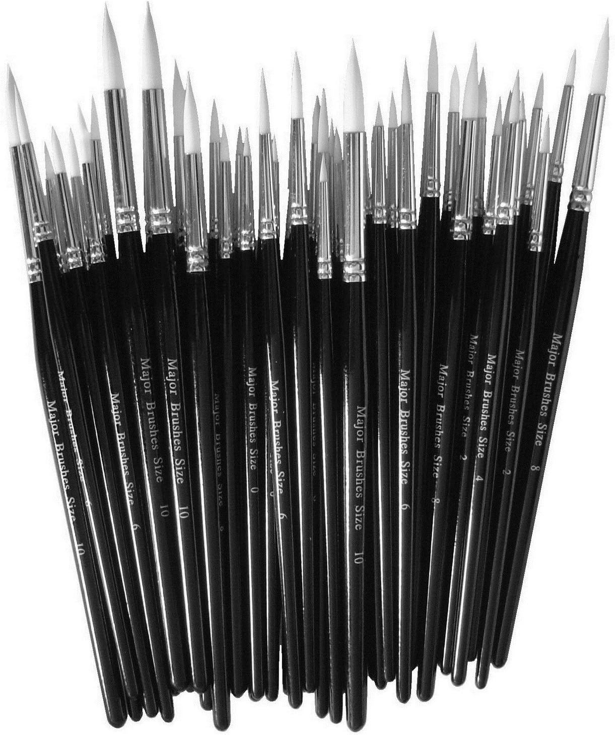 Major Brush Pack of 50 Artist Synthetic Sable Paint Brushes Various