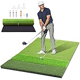 Golf Mat, 5x4ft & 6x4ft Extra Large Integrated Tri-Turf Golf Hitting Mats Practice Outdoor & Indoor, Premium 26mm Thick Durable Artificial Turf Matt for Backyard Training Driving Chipping, Swinging