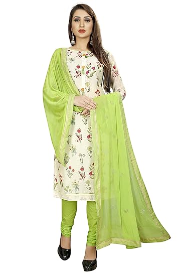 Womens Cotton With Printed Salwar Suit Material With Heavy Dupatta