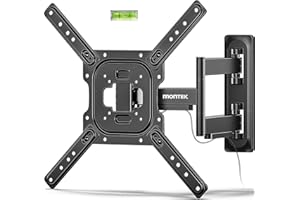monTEK Full Motion TV Wall Mount for 23–65 Inch Flat & Curved TVs and Monitors, Swivel & Tilt Articulating Bracket, Max VESA 400x400mm, Holds up to 77 lbs, Perfect Center Design