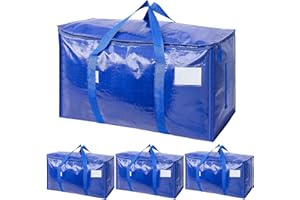 TICONN 4 Pack Extra Large Moving Bags Heavy Duty with Zippers & Carrying Handles, Durable Storage Bags Moving Boxes for Close