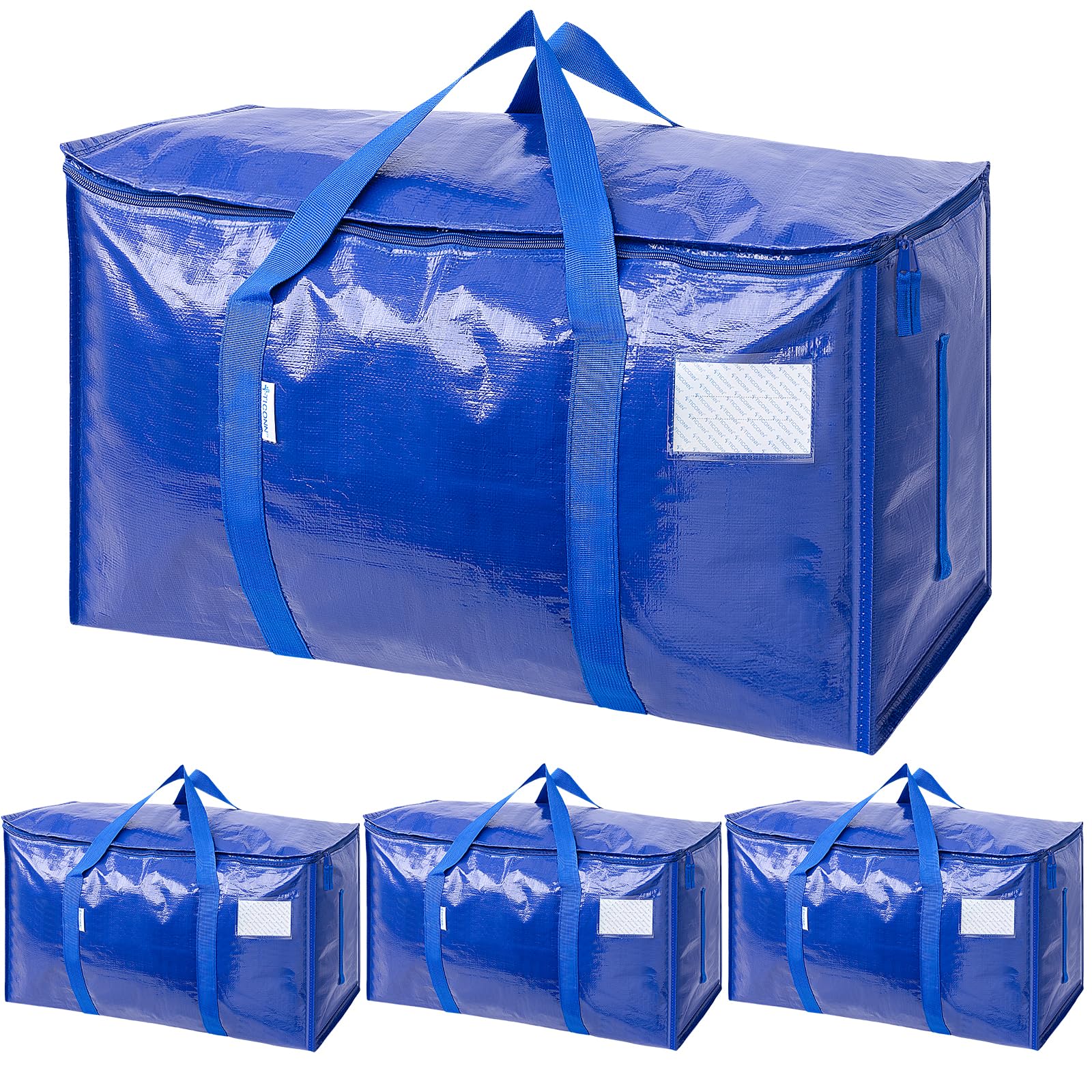 Photo 1 of TICONN 4 Pack Extra Large Moving Bags with Zippers & Carrying Handles, Heavy-Duty Storage Tote Moving Boxes for Space Saving