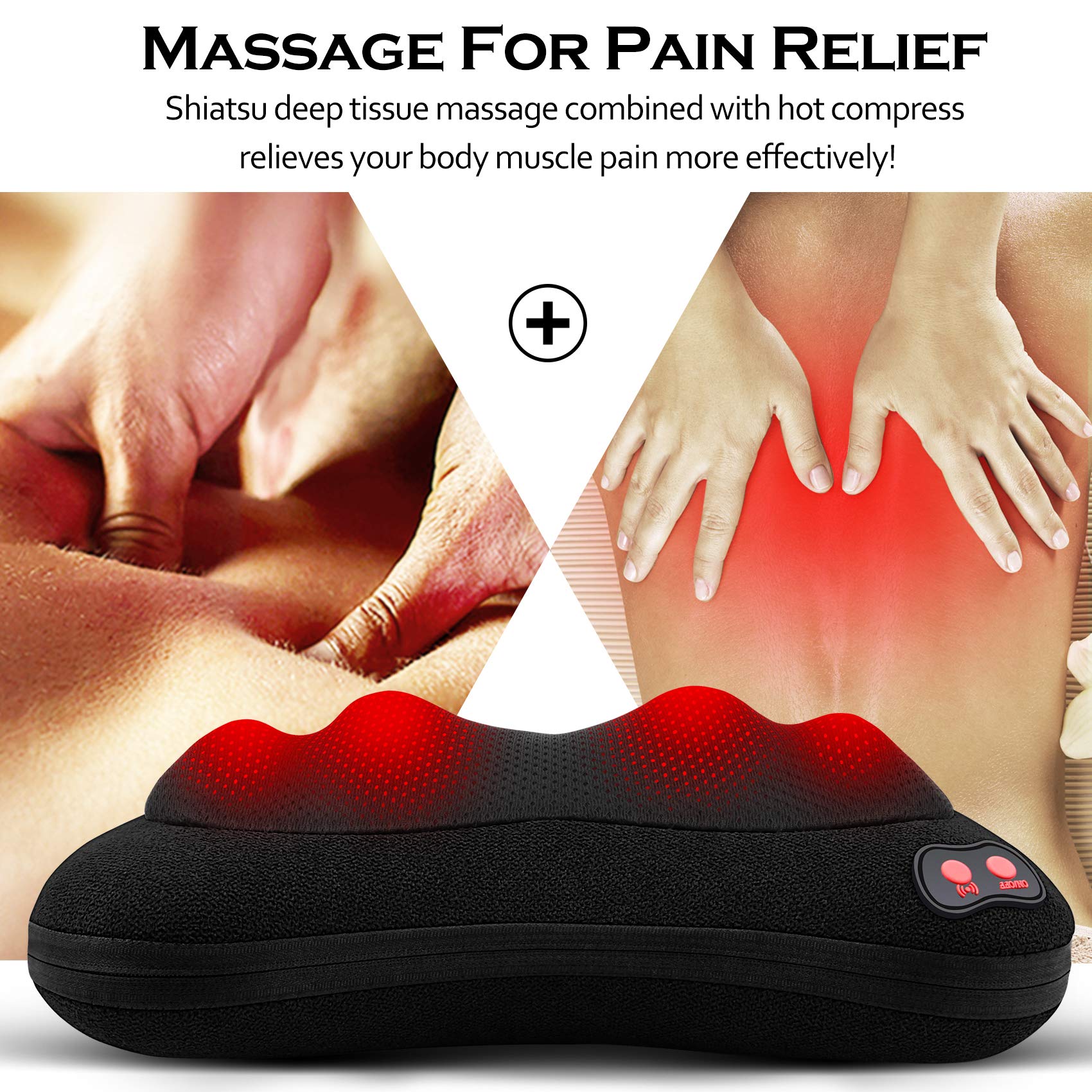 Papillon Back Massager,Shiatsu Neck Massager for Pain Relief,Electric Shoulder Foot Massage Pillow with Heat, Birthday Gifts for Men/Women/Wife/Husband,Deep Tissue Kneading for Waist,Legs,Body Muscle