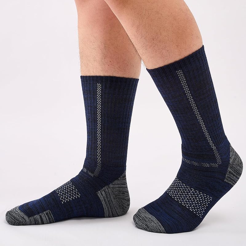 Baumwollsocken Herren, 5 Paar, gepolsterte Crew Socken Marine M — Foto 2 von 8