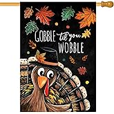 Morigins Turkey Fall Garden Flag Double Sided Harvest Fall Autumn Yard Outdoor Decor Happy Thanksgiving Garden Flags Be Thankful Thanksgiving Flag Decor (Large-28×40 inch)