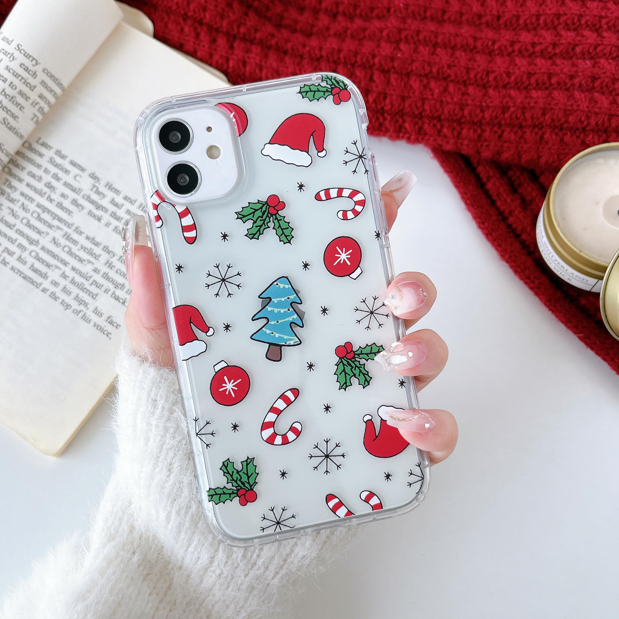 RALEAVO Christmas Case for iPhone 11 6.1”, Cute Clear Cartoon Design Phone Case Soft Silicone Protective Shockproof Bumper Cover Case for iPhone 11-Black Snow — image 1
