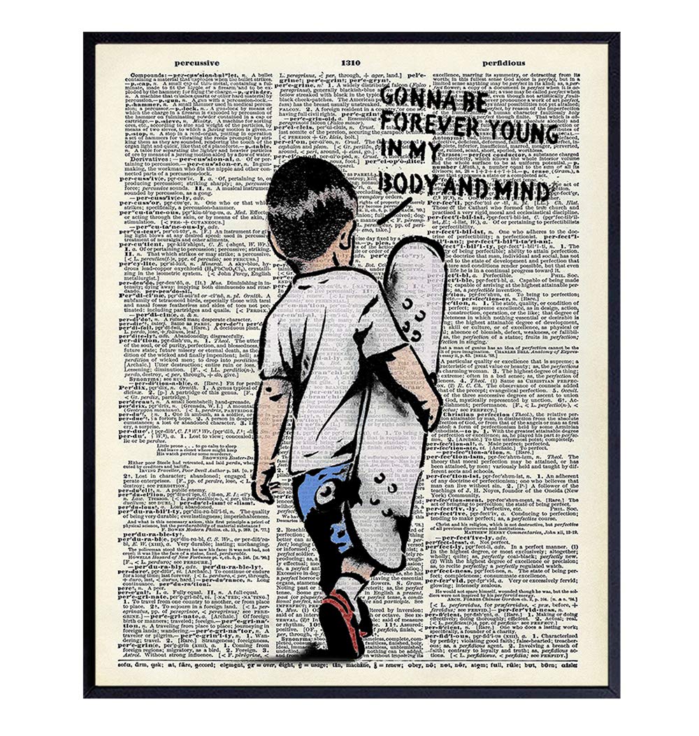 Banksy Skateboard Motivational Upcycled Dictionary Wall Art