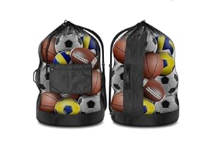 Ball Storage Net Bags, Sports Equipment Organizer for Garage/Outdoor/Pool/Gym/Beach, Drawstring Mesh Bag for Basketball/Footb