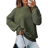Dokotoo Women's Casual Long Sleeve Sweaters Loose Crewneck Cable Knit Pullover Sweater Jumper Tops