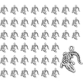 Sndperiexam 45 Pcs Alloy Crocodile Charms Pendants For Jewelry Making Bracelet Accessories DIY Findings Beading and Jewelry Making (Silver, 0.63x0.55 Inches)