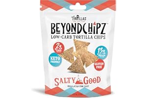 BeyondChipz Low Carb Tortilla Chips, Salty Good, Keto Friendly, Gluten Free, 5.3oz Bag, Pack of 4