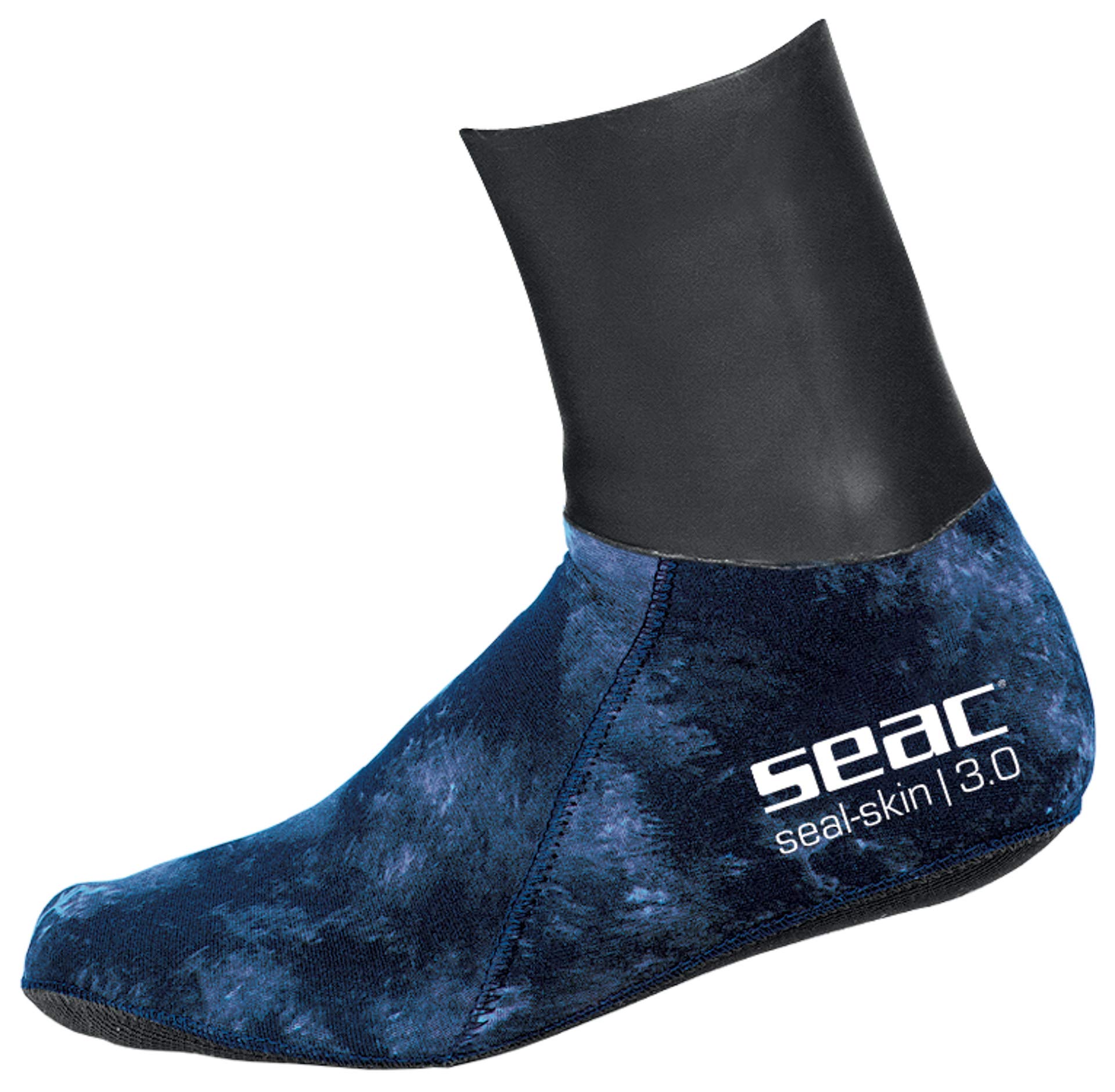 SEAC Skin Thermal Socks for diving and Underwater Fishing 3mm Neoprene Camouflage Unisex Adult, Camo Blue, XL
