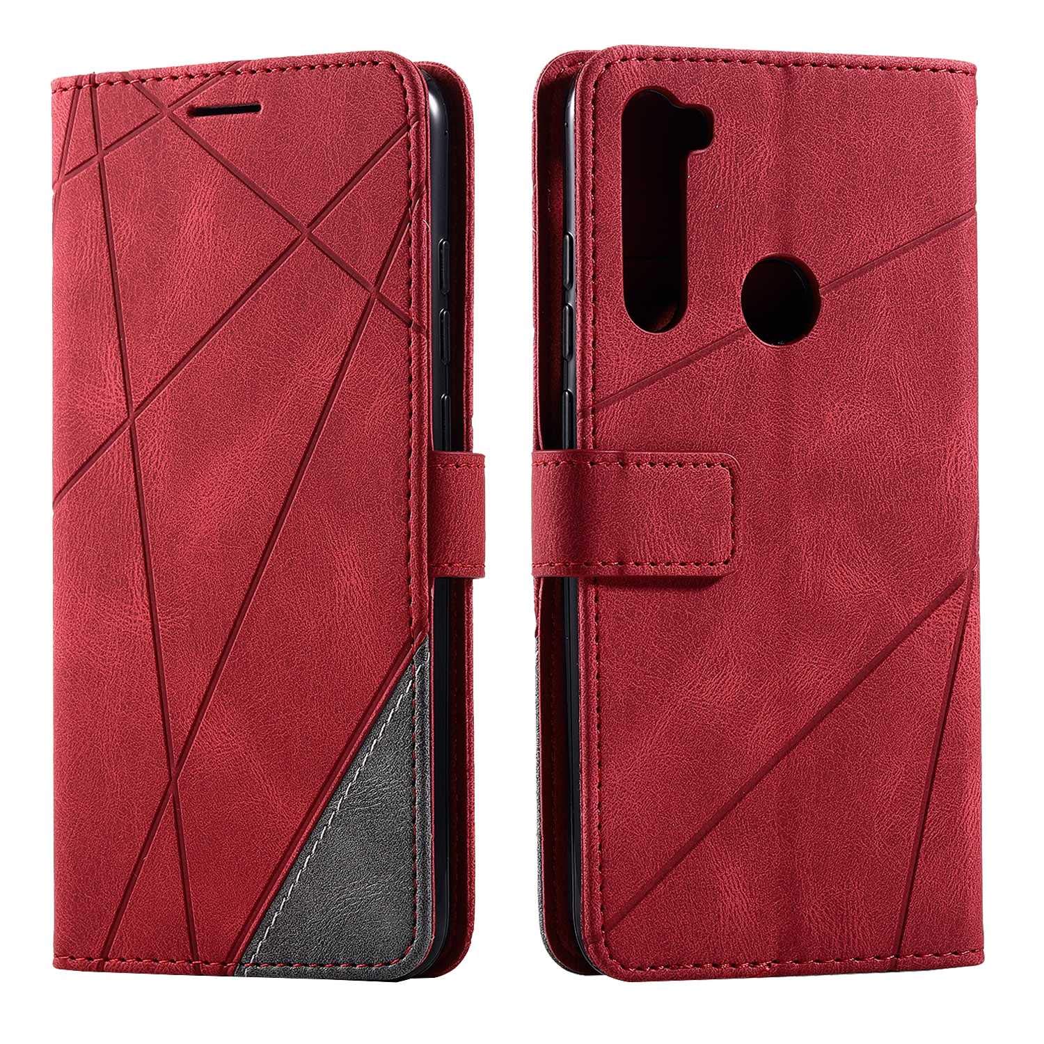 SONWO Case for Xiaomi Redmi Note 8T Case, Premium Leather Flip Wallet Case Magnetic Closure Card Slots Kickstand Phone Case for Xiaomi Redmi Note 8T, Red