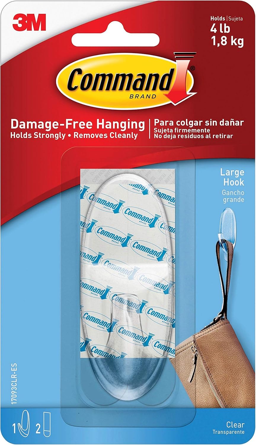 Command Hook, Large, Clear, 2Hook (17093CLRES) BigaMart