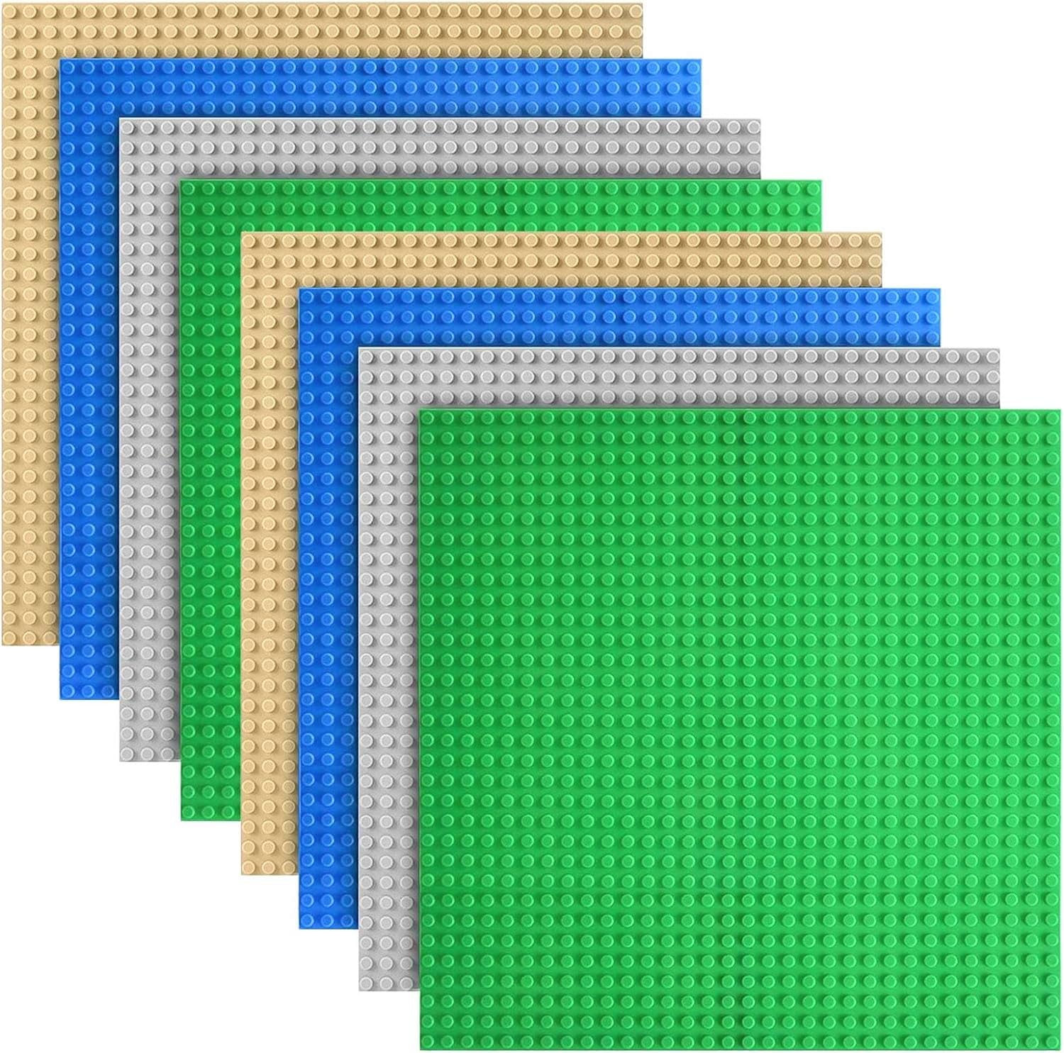 LATERN 8Pcs Classic Building Brick Baseplates, 25CM x 25CM Large Building Plate 32 x 32 Studs Stackable Buildings Board for Buildings Bricks - 100% Compatible with All Major Brands (4 Colors)