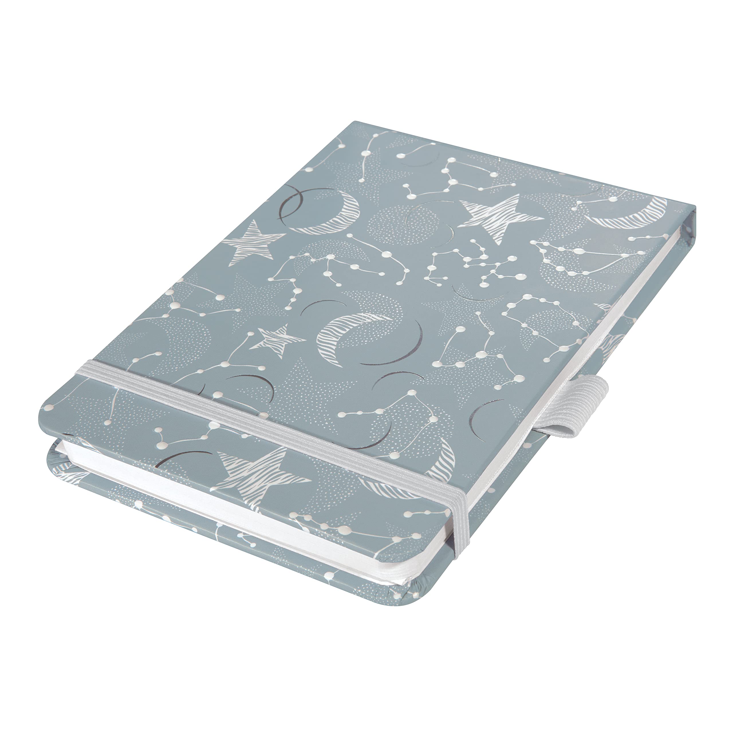 SIGEL JN348 Jolie Notepad, Cosmic Fantasy Grey, dotted (dot grid), 11 x 15,8 cm, hardcover, 158 pages, Grey, White