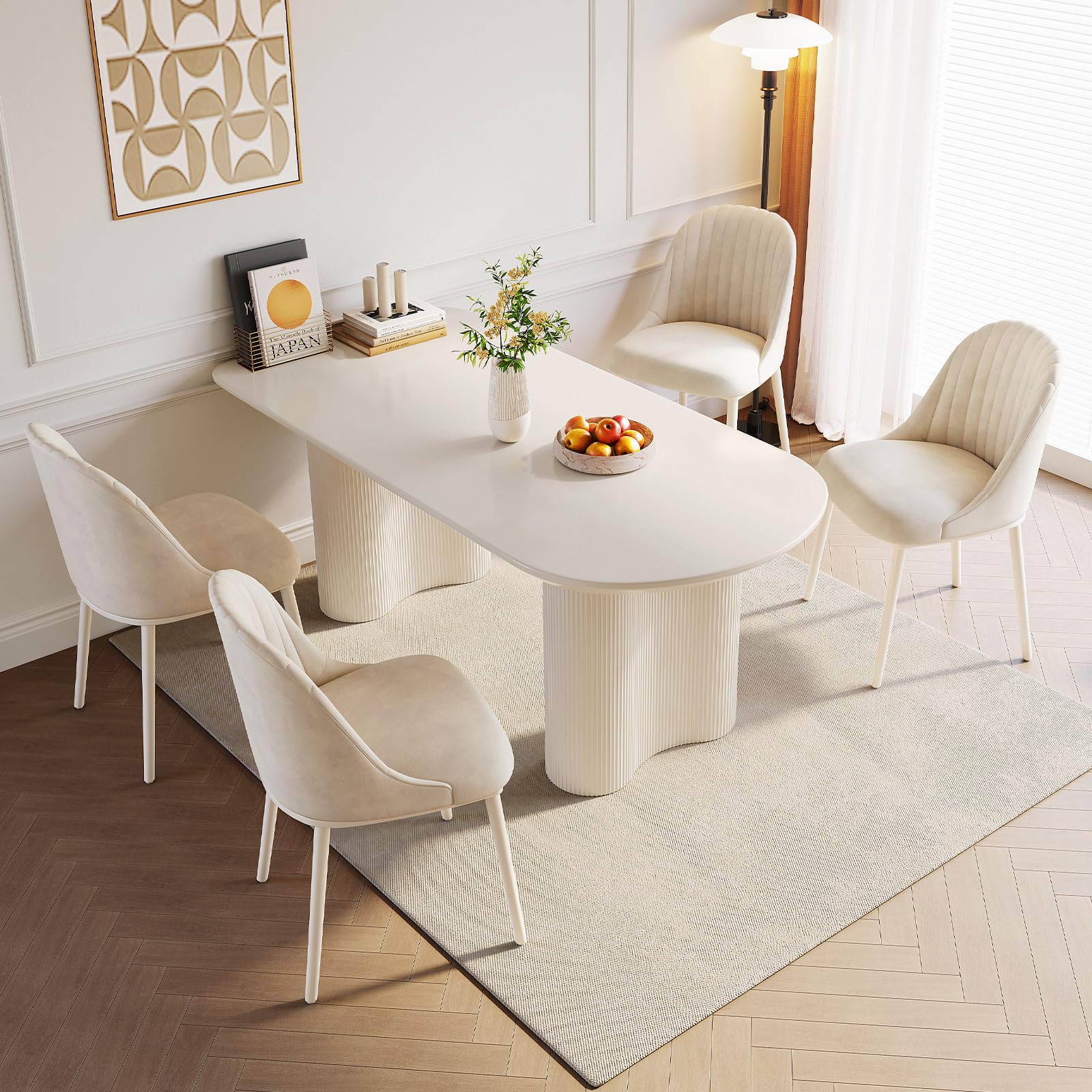 Guyii 62.99" Dining Table Set with 4 Chairs, Modern