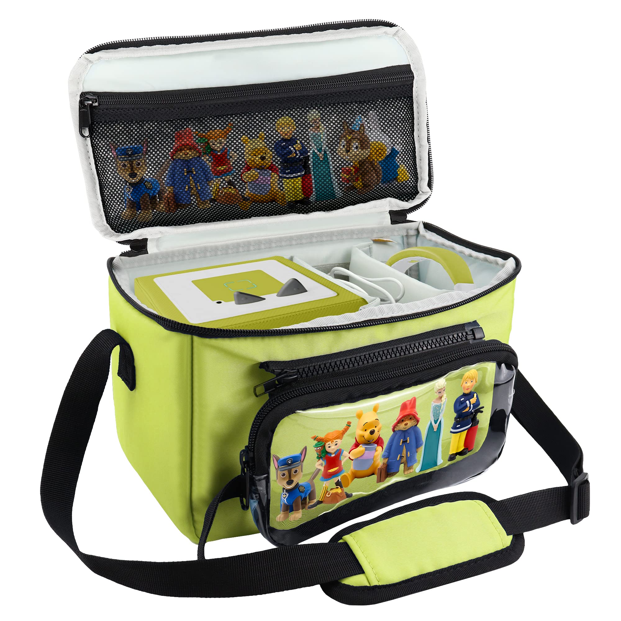 Annmore Carry Bag for Toniebox and Characters, Compatible with Yoto Player and Cards, Holder for Audio Player and Accessories (Green)