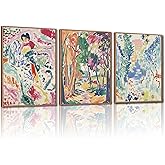 CHDITB Matisse Gallery Framed Canvas Wall Art Set, Large Museum Exhibition Wall Decor, Abstract Matisse Garden Wall Painting, Modern Aesthetics Forest Art Prints For Living Room Bedroom Office 16"X24"