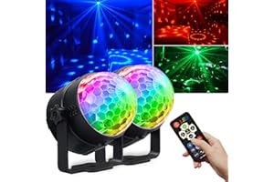 AIMEIZI 2-Pack Disco Ball Party Light, Sound Activated DJ Lights with Remote - RGB Strobe Lamp - LED Stage Par Light for Home Room Karaoke Christmas Halloween Decorations Wedding Club Decor