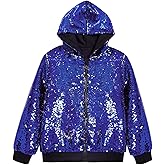 Lars Amadeus Sequins Jacket for Men's Long Sleeves Zip Up Flip-Sequin Sparkle Metallic Hoodie Jackets