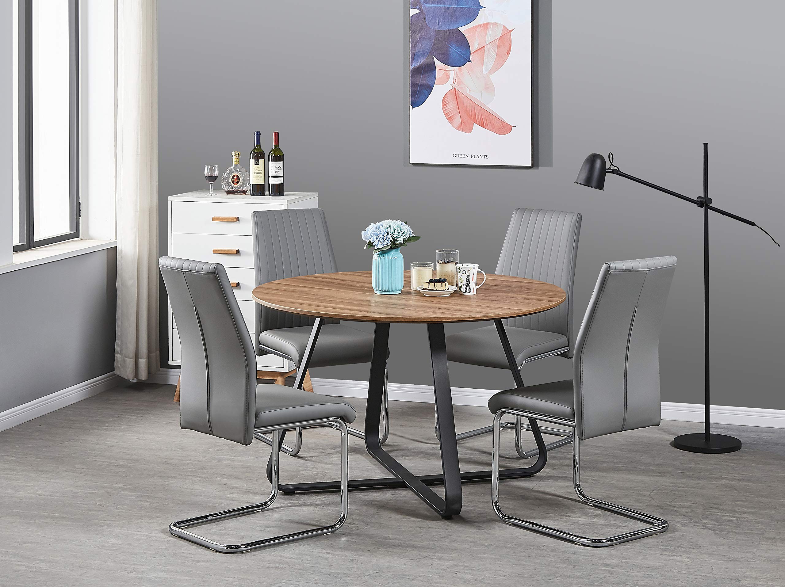Buy Santorini Brown Wood Contemporary Round Dining Table Set And 4