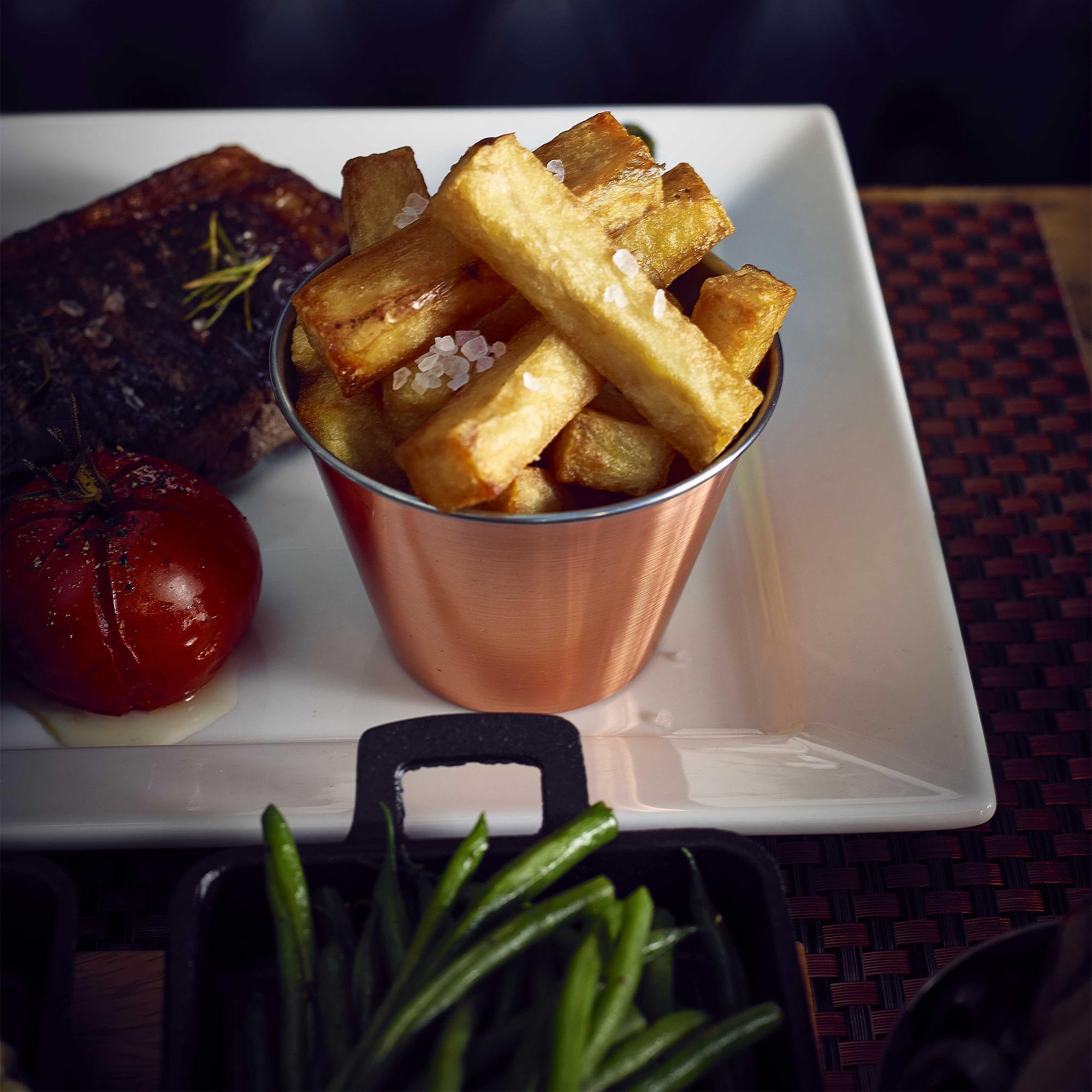 Genware Copper Plated Ramekin 12oz / 340ml - Single - Copper Serving Ramekin, Chip Pot, Chip Bucket