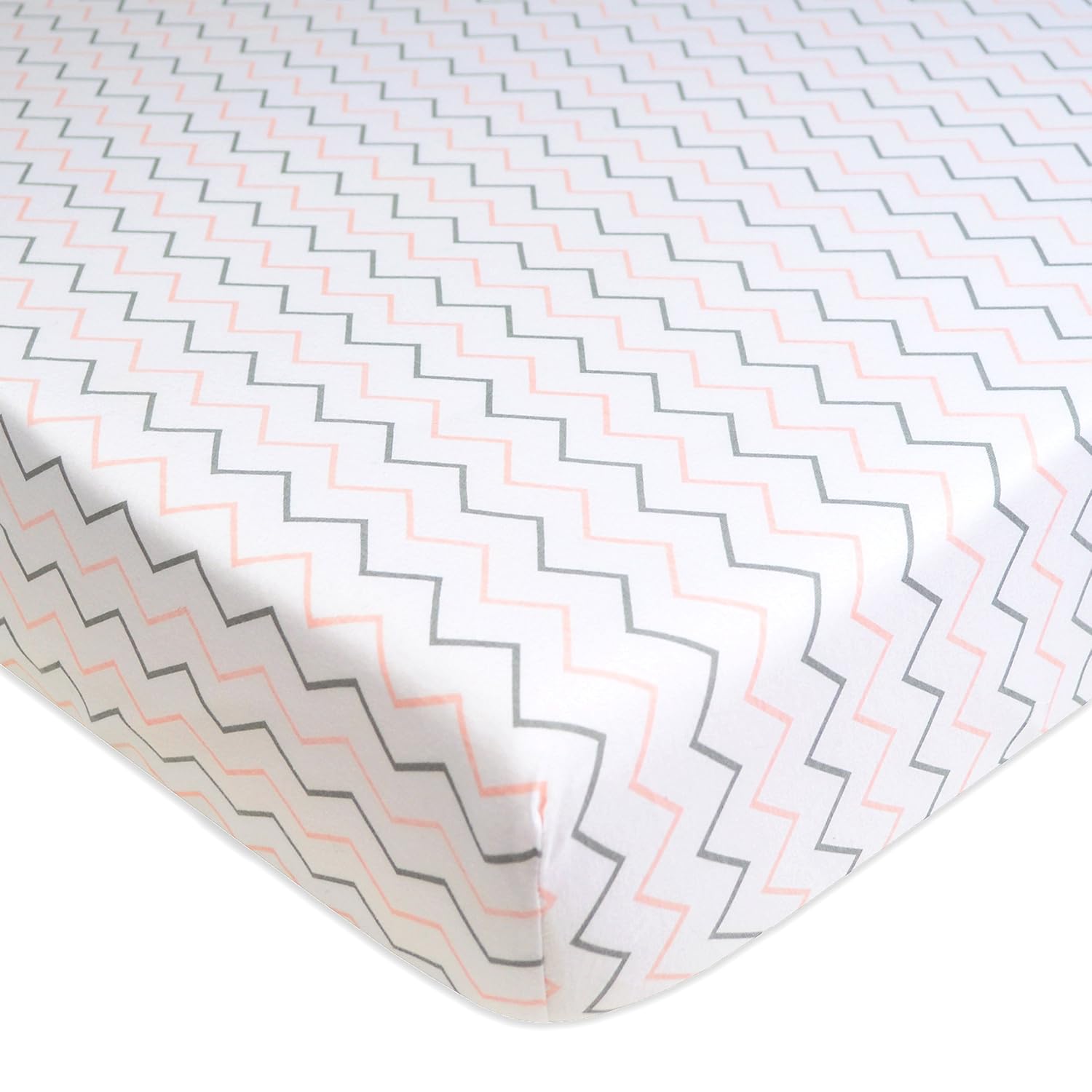American Baby Company Printed 100% Cotton Jersey Knit Fitted Crib Sheet for Standard Crib and Toddler Mattresses, Pink Zigzag, for Girls